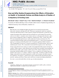 Cover page: How and why studies disagree about the effects of education on health: A systematic review and meta-analysis of studies of compulsory schooling laws