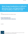 Cover page: Water-Energy Considerations in California’s Agricultural Sector and Opportunities to Provide Flexibility to California’s Grid