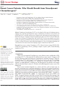 Cover page: Breast Cancer Patients: Who Would Benefit from Neoadjuvant Chemotherapies?