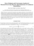 Cover page: Error estimate and convergence analysis of moment-preserving discrete approximations of continuous distributions