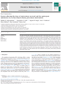 Cover page: Factors affecting the dose of intervention received and the participant satisfaction in a school-based obesity prevention intervention