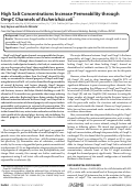 Cover page: High Salt Concentrations Increase Permeability through OmpC Channels of Escherichia coli *