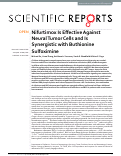 Cover page: Nifurtimox Is Effective Against Neural Tumor Cells and Is Synergistic with Buthionine Sulfoximine