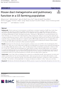 Cover page: House dust metagenome and pulmonary function in a US farming population.