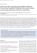Cover page: Enhancing GABA Signaling during Middle Adulthood Prevents Age-Dependent GABAergic Interneuron Decline and Learning and Memory Deficits in ApoE4 Mice