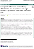 Cover page: Sex-specific differences in the efficacy of traditional low frequency versus high frequency spinal cord stimulation for chronic pain