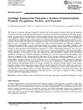 Cover page: Cartilage Assessment Requires a Surface Characterization Protocol: Roughness, Friction, and Function