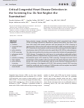 Cover page: Critical Congenital Heart Disease Detection in the Screening Era: Do Not Neglect the Examination!