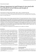 Cover page: Memory impairment in aged primates is associated with focal death of cortical neurons and atrophy of subcortical neurons