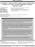 Cover page: Neutrophil-to-Lymphocyte Ratio Predicts Sepsis in Adult Patients Meeting Two or More Systemic Inﬂammatory Response Syndrome Criteria