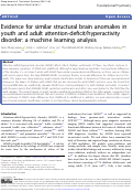 Cover page: Evidence for similar structural brain anomalies in youth and adult attention-deficit/hyperactivity disorder: a machine learning analysis