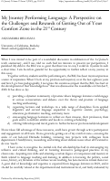 Cover page: My Journey Performing Language: A Perspective on the Challenges and Rewards of Getting Out of Your Comfort Zone in the 21st Century