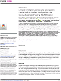 Cover page: Leisure-time physical activity and gastric cancer risk: A pooled study within the Stomach cancer Pooling (StoP) Project.