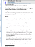 Cover page: Comparing Prospective and Retrospective Reports of Pregnancy Intention in a Longitudinal Cohort of U.S. Women