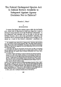 Cover page: The Federal Endangered Species Act: Is Judicial Review Available to Safeguard against Agency Decisions Not To Enforce?