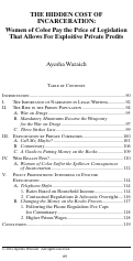 Cover page: The Hidden Cost of Incarceration: Women of Color Pay the Price of Legislation That Allows For Exploitive Private Profits