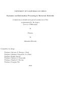 Cover page: Dynamics and Information Processing in Recurrent Networks