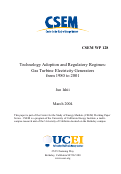 Cover page: Technology Adoption and Regulatory Regimes: Gas Turbines Electricity Generators from 1980 to 2001