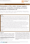 Cover page: Manipulation of the Carbon Storage Regulator System for Metabolite Remodeling and Biofuel Production in Escherichia coli