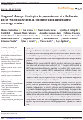 Cover page: Stages of change: Strategies to promote use of a Pediatric Early Warning System in resource-limited pediatric oncology centers.