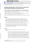 Cover page: Predicting violent behavior: The role of violence exposure and future educational aspirations during adolescence.