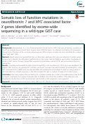 Cover page: Somatic loss of function mutations in neurofibromin 1 and MYC associated factor X genes identified by exome-wide sequencing in a wild-type GIST case