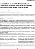 Cover page: Association of Medial Meniscus Root Tears and Nonroot Tears With Worsening of Radiographic Knee Osteoarthritis