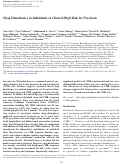 Cover page: Sleep Disturbance in Individuals at Clinical High Risk for Psychosis.