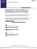 Cover page: Predicting Patient Advocacy Engagement: A Multiple Regression Analysis Using Data From Health Professionals in Acute-Care Hospitals