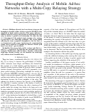 Cover page: Throughput-delay analysis of mobile ad-hoc networks with a multi-copy relaying strategy