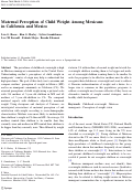 Cover page: Maternal Perception of Child Weight Among Mexicans in California and Mexico