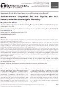 Cover page: Socioeconomic Disparities Do Not Explain the U.S. International Disadvantage in Mortality