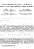 Cover page: Generic Quasi-convergence for Strongly Order Preserving Semiflows: A New Approach