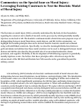 Cover page: Commentary on the Special Issue on Moral Injury: Leveraging Existing Constructs to Test the Heuristic Model of Moral Injury