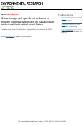 Cover page: Water storage and agricultural resilience to drought: historical evidence of the capacity and institutional limits in the United States