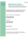 Cover page: Evaluating state markets for residential wind systems: Results from an economic and policy 
analysis tool