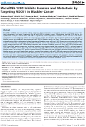 Cover page: MicroRNA-1280 inhibits invasion and metastasis by targeting ROCK1 in bladder cancer.