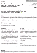 Cover page: Rapid neurodevelopmental recovery after ART initiation in an infant with HIV encephalopathy