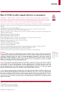 Cover page: Risk of COVID-19 after natural infection or vaccination