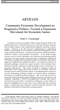 Cover page: Community Economic Development as  Progressive Politics: Toward a Grassroots Movement for Economic Justice