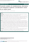 Cover page: Economic analysis of complementary, alternative, and integrative medicine: considerations raised by an expert panel