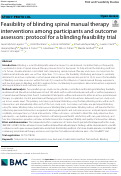 Cover page: Feasibility of blinding spinal manual therapy interventions among participants and outcome assessors: protocol for a blinding feasibility trial.