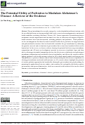 Cover page: The Potential Utility of Prebiotics to Modulate Alzheimer’s Disease: A Review of the Evidence