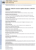 Cover page: Diagnostic Criteria for Vascular Cognitive Disorders