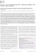 Cover page: Discovery of Novel Small-Molecule HIV-1 Replication Inhibitors That Stabilize Capsid Complexes