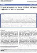 Cover page: Synaptic processes and immune-related pathways implicated in Tourette syndrome