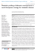 Cover page: Metabolic profiling of follistatin overexpression: a novel therapeutic strategy for metabolic diseases