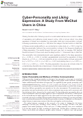 Cover page: Cyber-Personality and Liking Expression: A Study From WeChat Users in China.