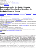 Cover page: Endophenotypes for Age-Related Macular Degeneration: Extending Our Reach into the Preclinical Stages of Disease