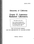 Cover page: THE ACTIVATION ENERGY FOR THE SUBLIMATION OF GALLIUM NITRIDE